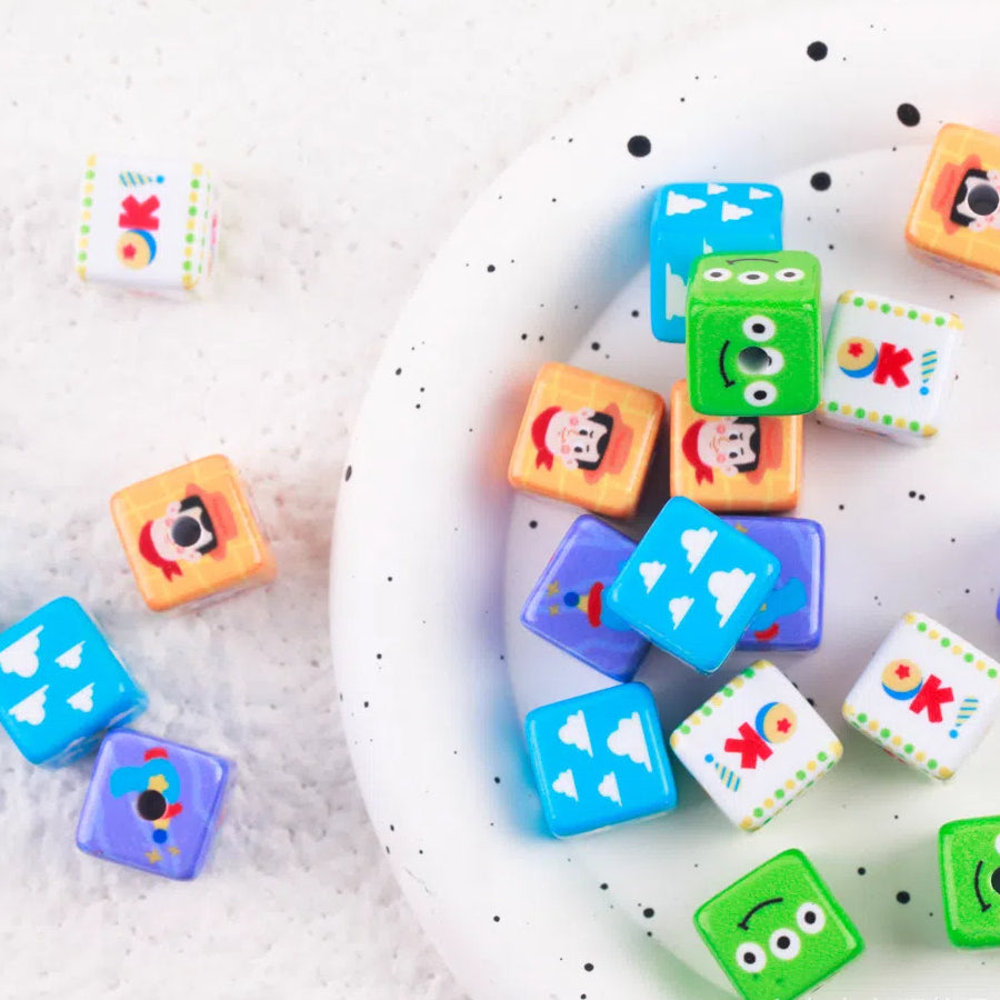 Painted Square Acrylic Beads 15mm Toy Story Printed 10pcs 2
