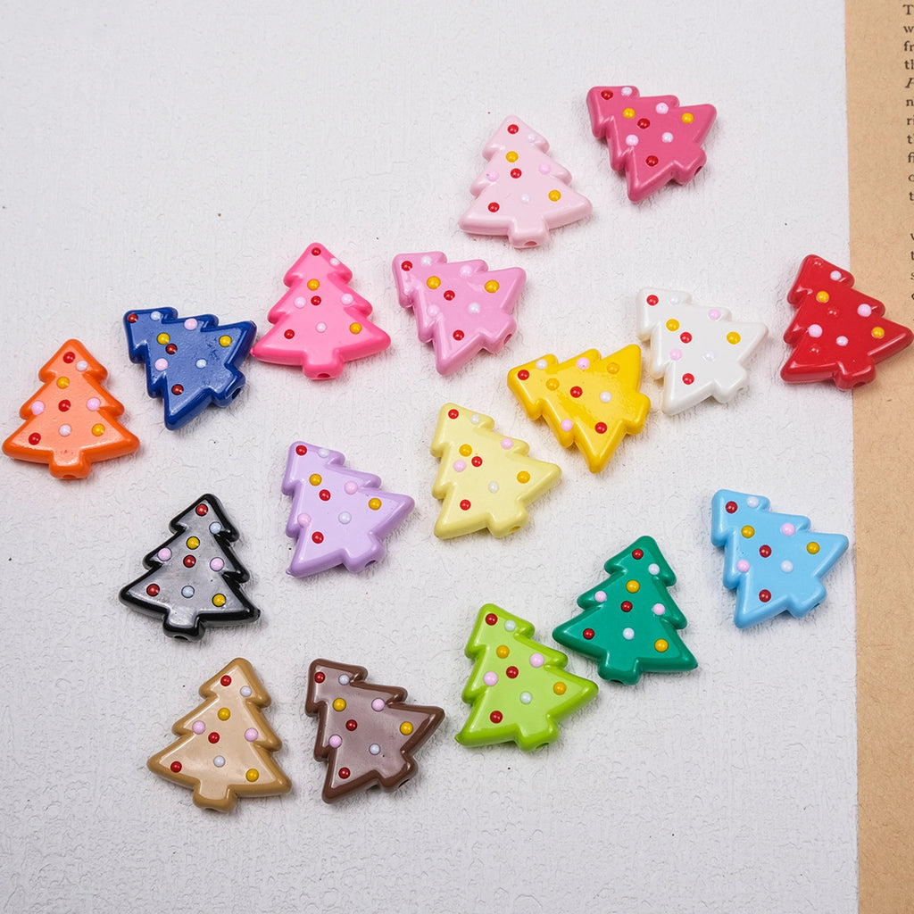 Lit Christmas Tree Acrylic Beads 21mm Colorful Holiday 20pcs 4