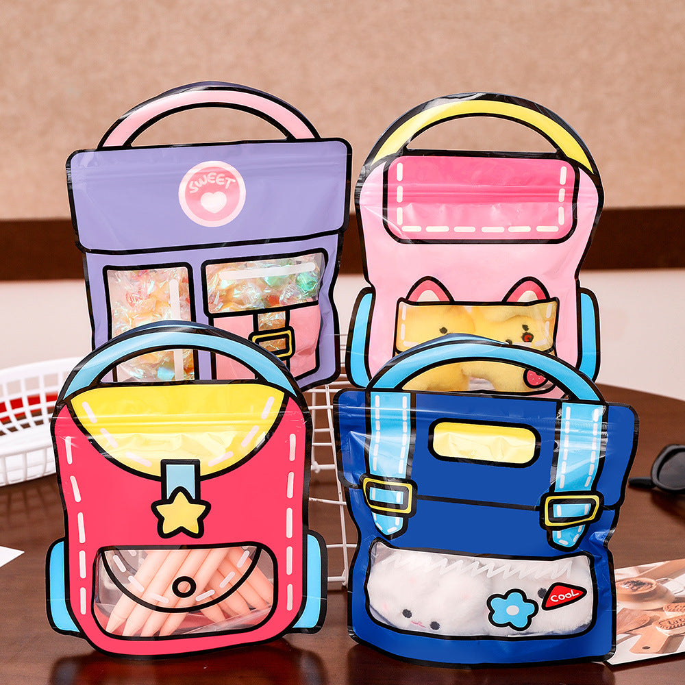 Backpack Shaped Zip Lock Bags Plastic Resealable 21x18cm 10pcs