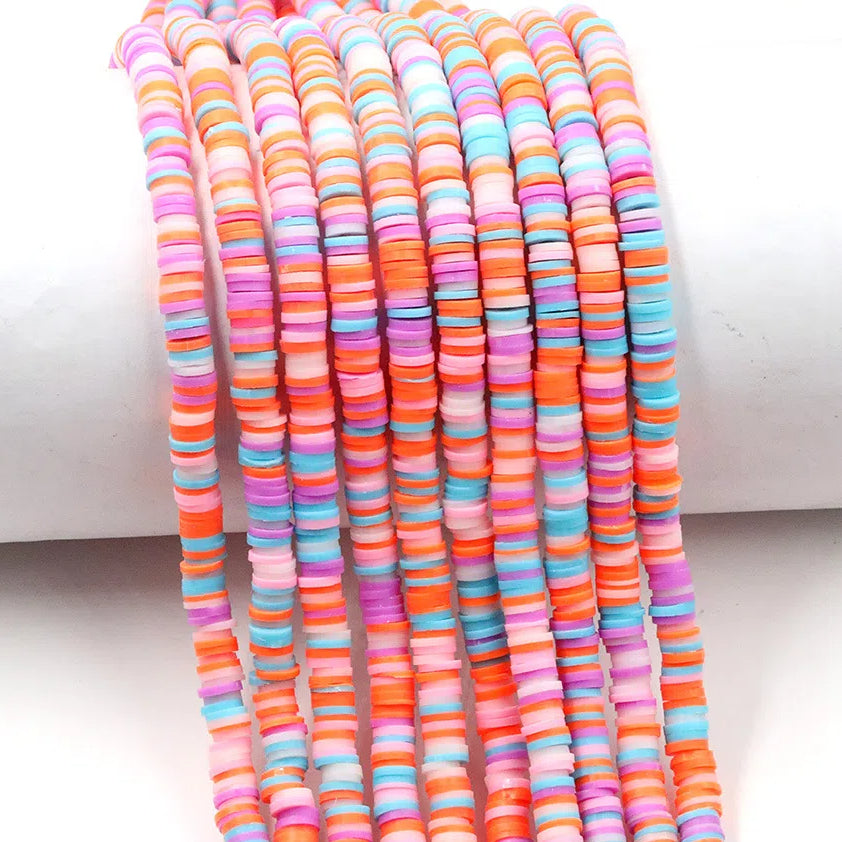 Flat Clay Beads 6mm Colorful Mixed Polymer Spacer 10strands 10