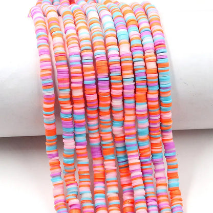 Flat Clay Beads 6mm Colorful Mixed Polymer Spacer 10strands 10