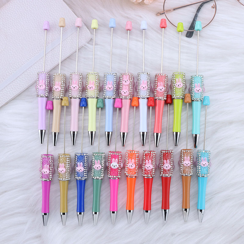 Beadable Pen with Cute Bunny and Rhinestone