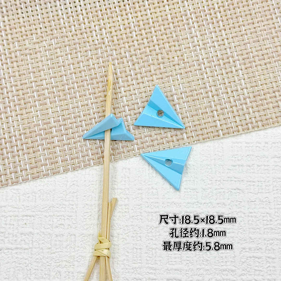 3D Paper Plane Metal Beads 18mm Glossy Spray Painted Alloy 9pcs 5