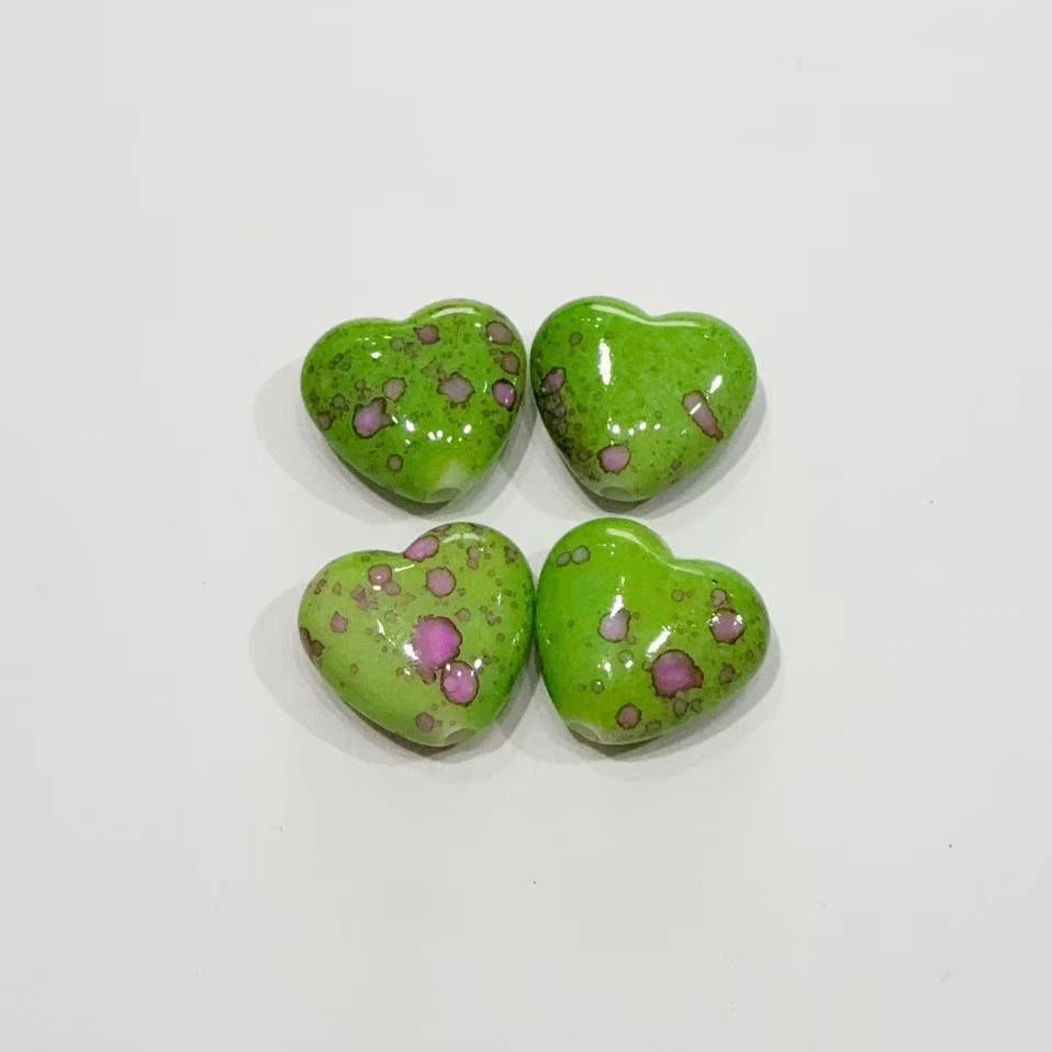 Blooming Ink Color Heart Acrylic Beads 15mm Colorful Mixed 100pcs 13