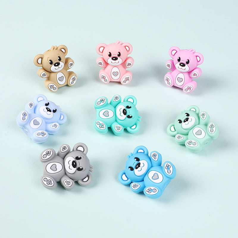 Silicone 3D Focal Beads Hug Bear Outstretched Arms 20pcs 2