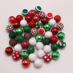 Bubblegum Beads 20mm Red Green White Rhinestone Grid Chunky Mix 50pcs 3