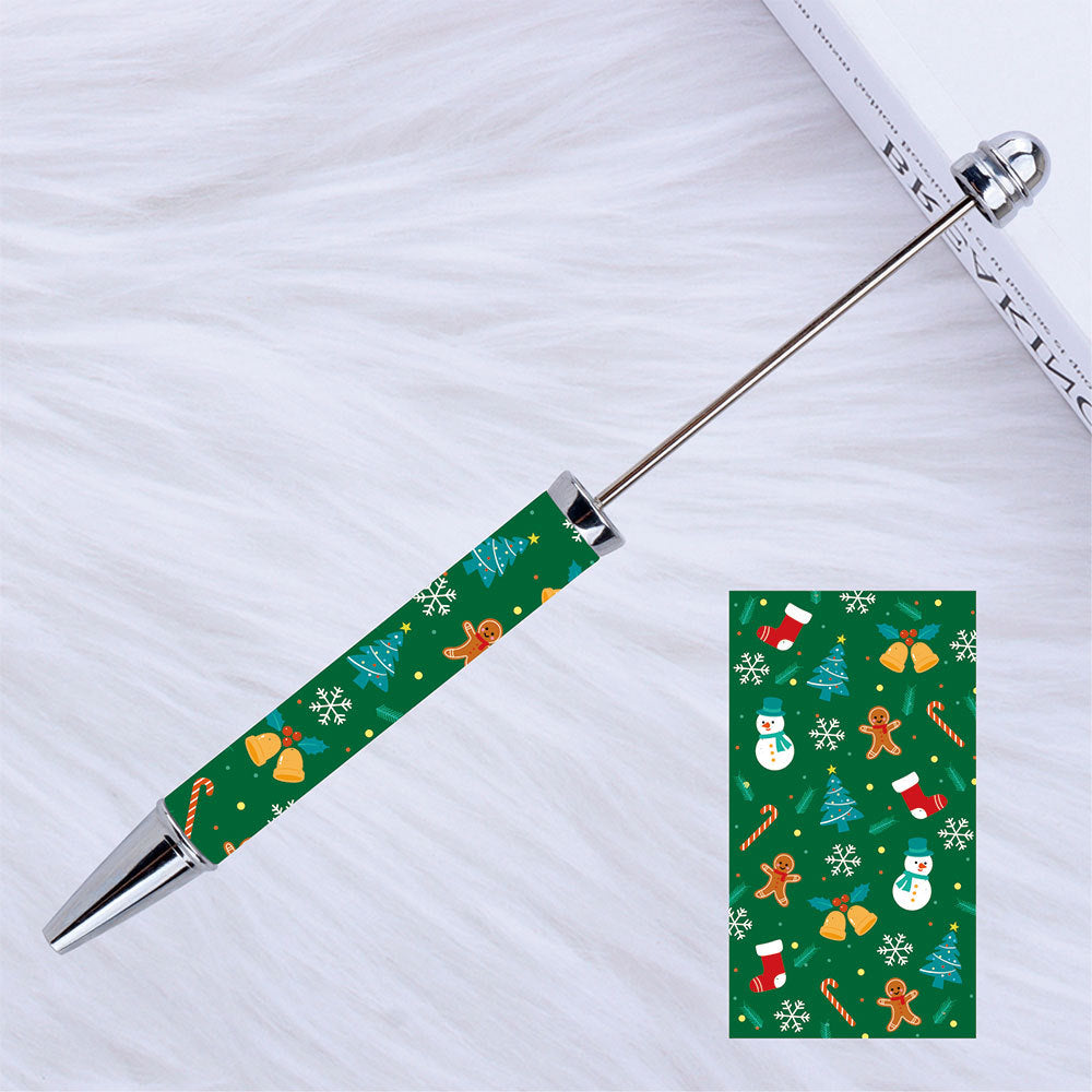 Beadable Pen Plastic Printed Pumpkin Ghost Spider Bat Halloween 5