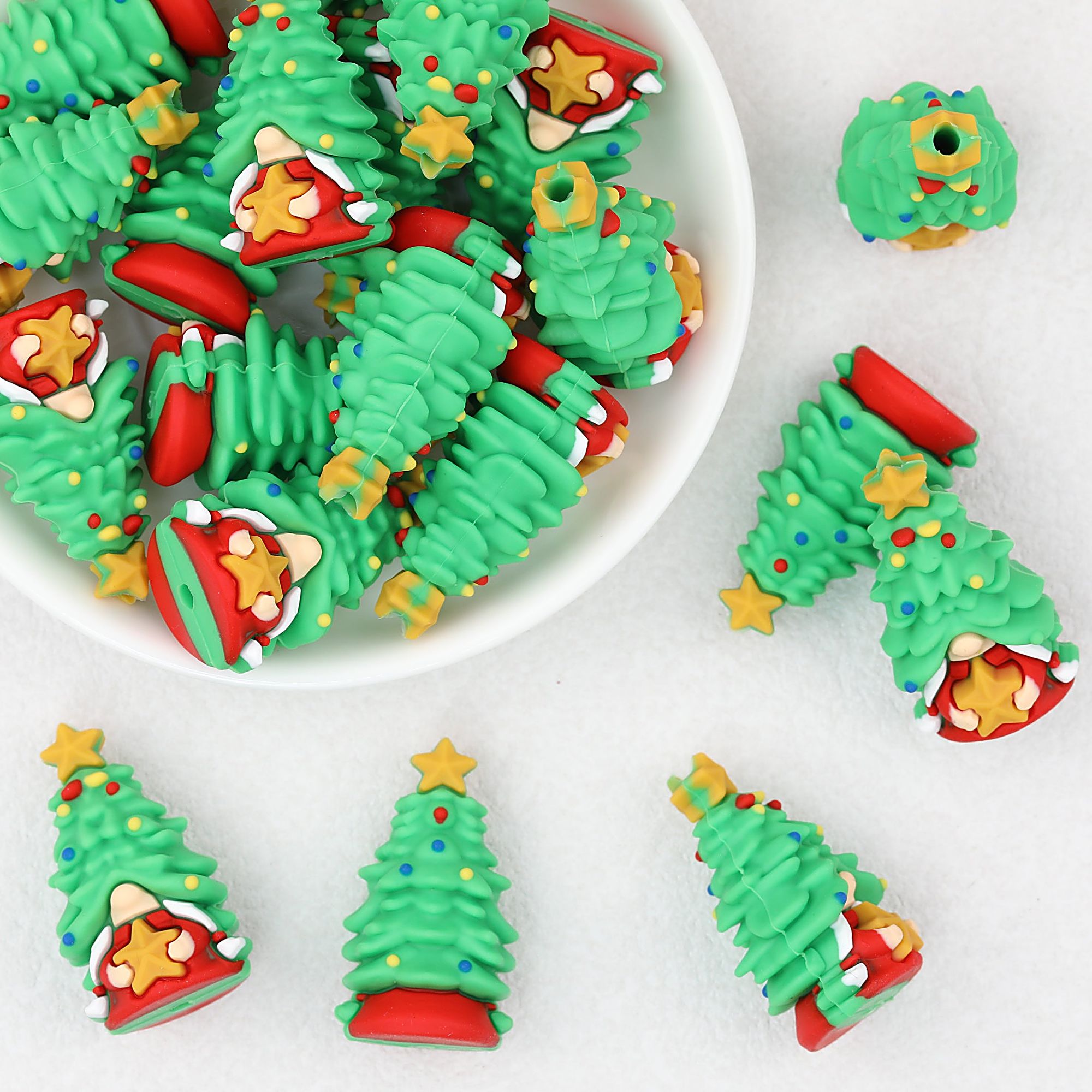 3D Christmas Gnome Silicone Focal Beads 20 pcs