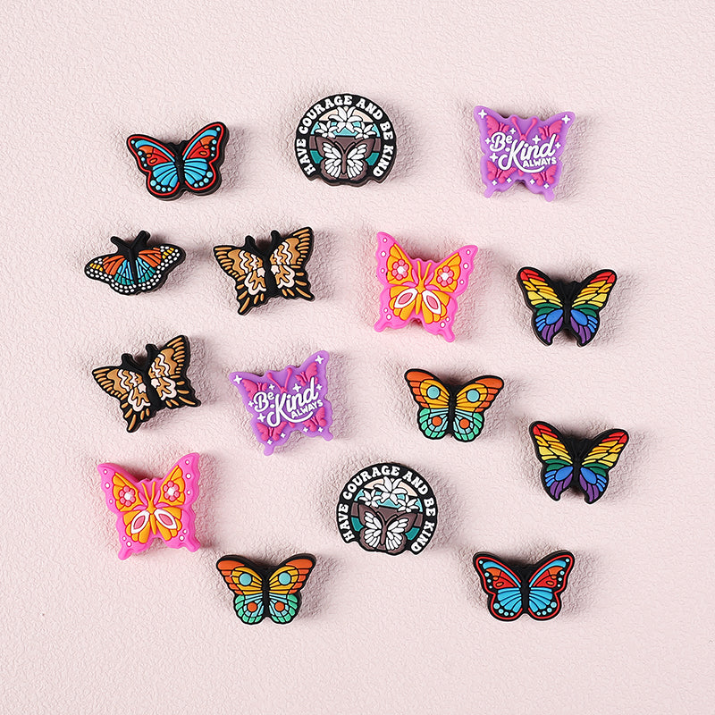 Silicone Focal Beads Butterfly Be Kind Always Purple Phrase Detail 2