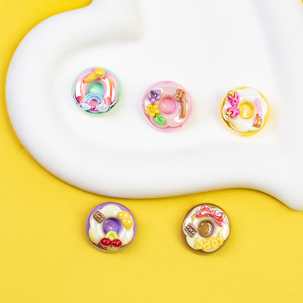 Plating Sweet Bow Doughnuts Resin Beads Glossy Pastel Colors 10pcs