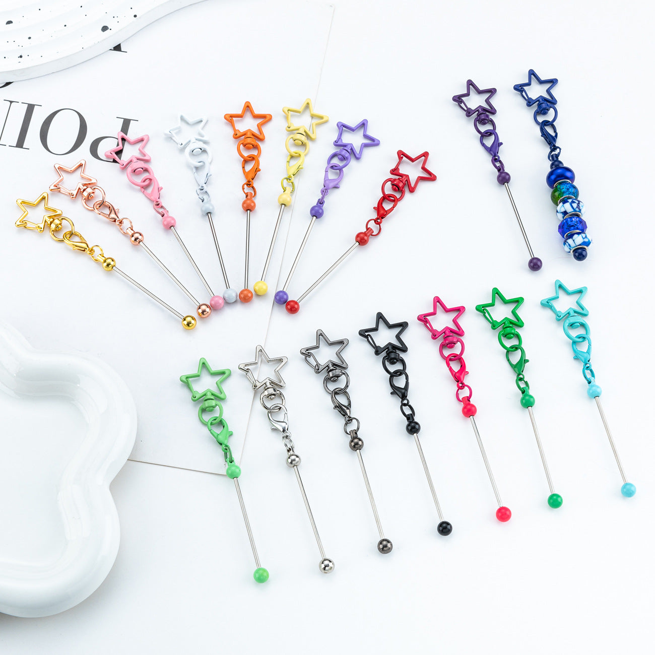 Beadable Metal Keychains Star-shaped