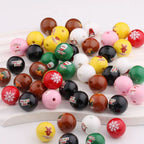 Colorful Christmas Printed Acrylic Beads 16mm Festive Designs 20pcs 2
