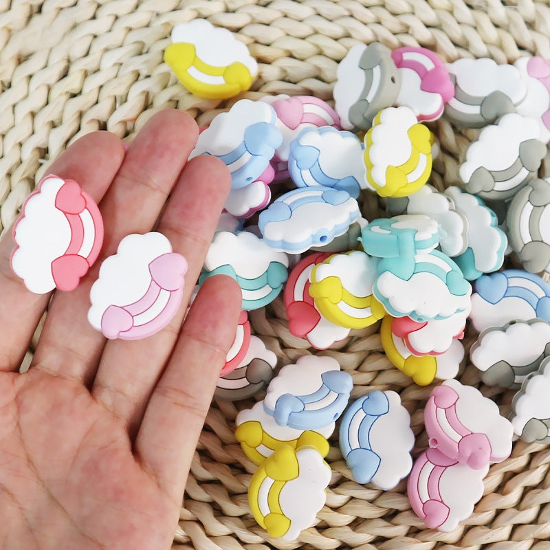 Silicone Focal Beads Cloud Rainbows Hearts Layered Design 20pcs 2