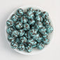 15mm Quail Egg Pattern Priented Silicone Round Beads 50pcs - White Base