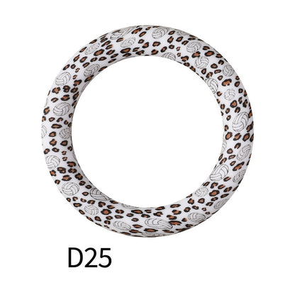 65mm Printed Silicone Beads Round Rings Floral Animal Spots Prints 31
