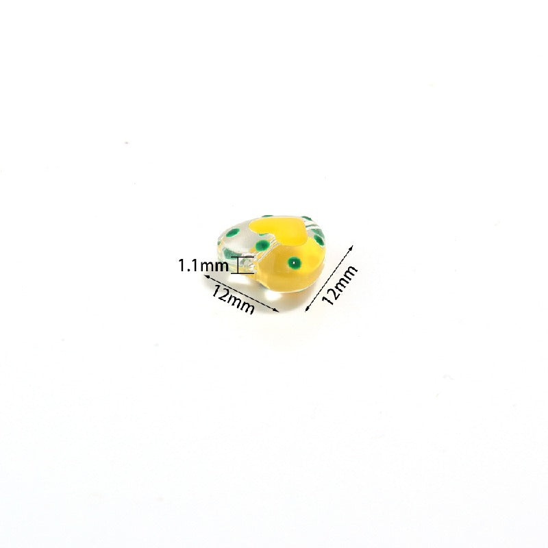 Dot Heart Acrylic Beads 12mm Colorful Centers 5pcs 2