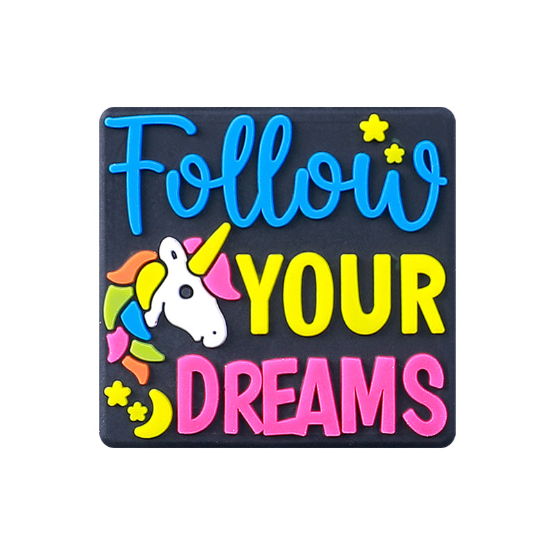 Silicone Focal Beads Dreams With Printed Text 20pcs 8