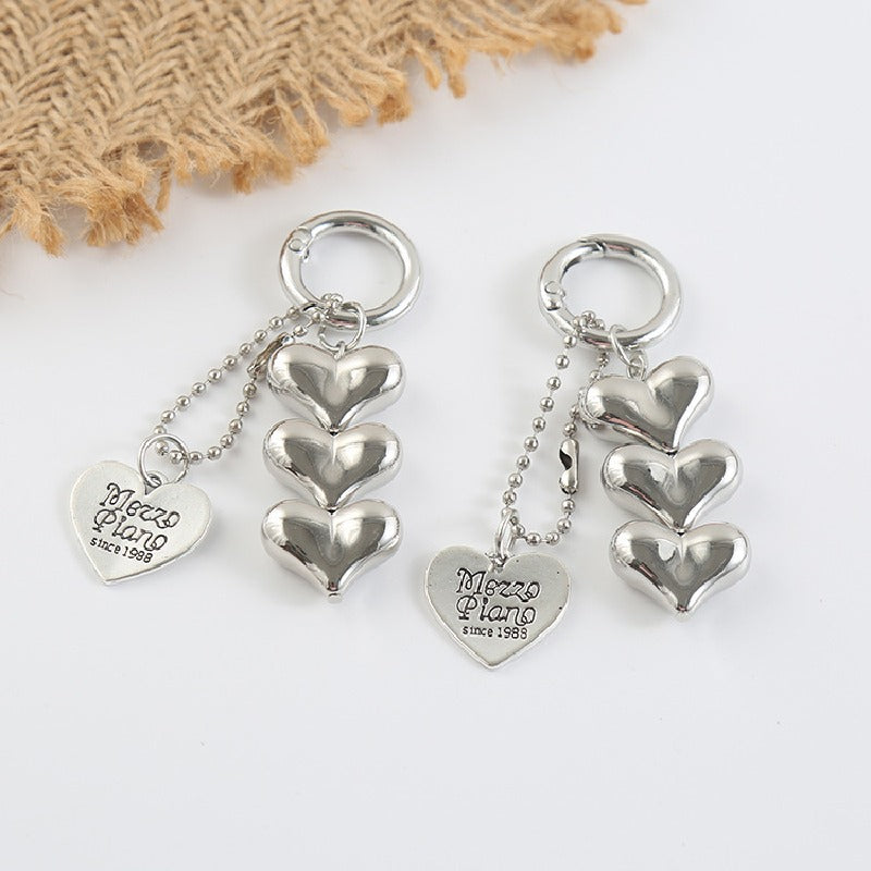 Alloy Silver Heart Keychain with Dangling Tag 3