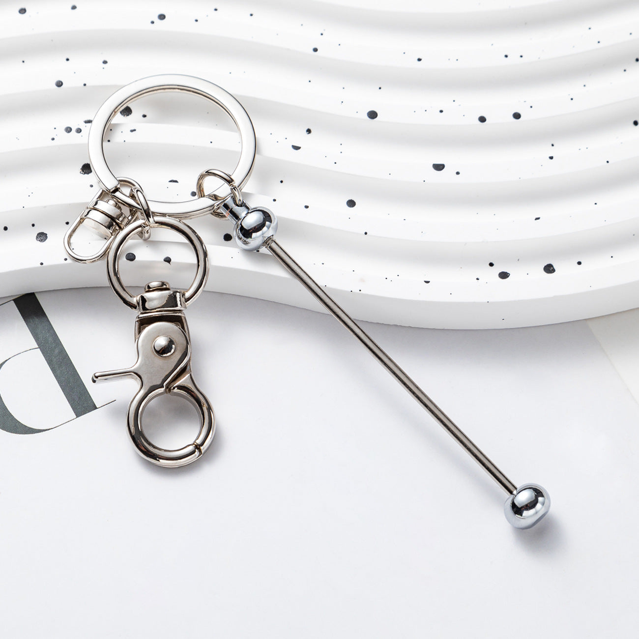 Beadable Gradient Color DIY Metal Keychain