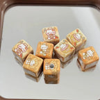 Square Acrylic Beads 14mm Bread Obsessed Character Glossy 10pcs