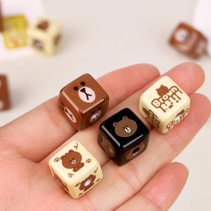 Printed Square Acrylic Beads 15mm Brown Bear Series 10pcs 2