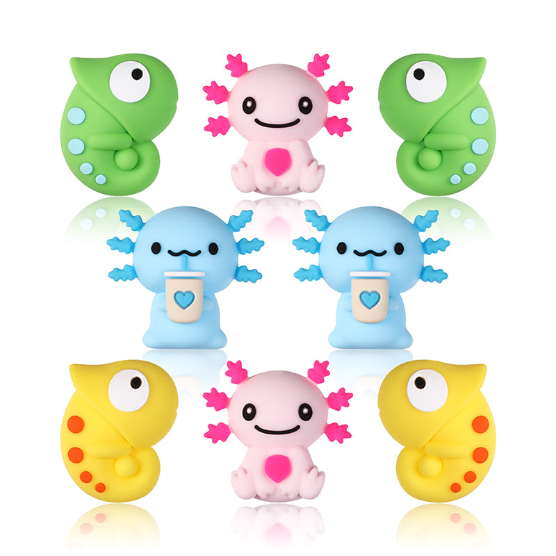 Silicone 3D Focal Beads Reptile Salamander Chameleon Expressive Eyes 20pcs 10