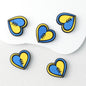 Yellow Blue Heart Silicone Focal Beads 20 pcs