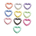 Hollow Heart Acrylic Beads 39x43mm Pastel and Black Scalloped 10pcs