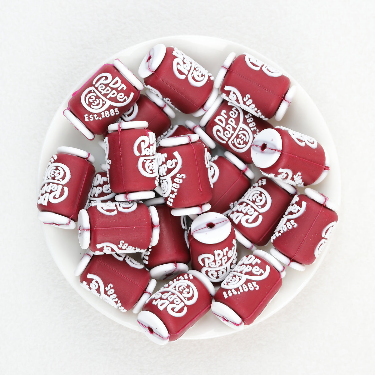  3D Wine Red Dr Peppe Silicone Focal Beads 20Pcs 2
