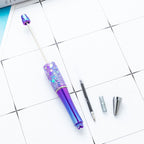 Iridescent Glitter Plastic Beaded Pen Wholesale, UV Gradient Sequin Ballpoint, 15 cm