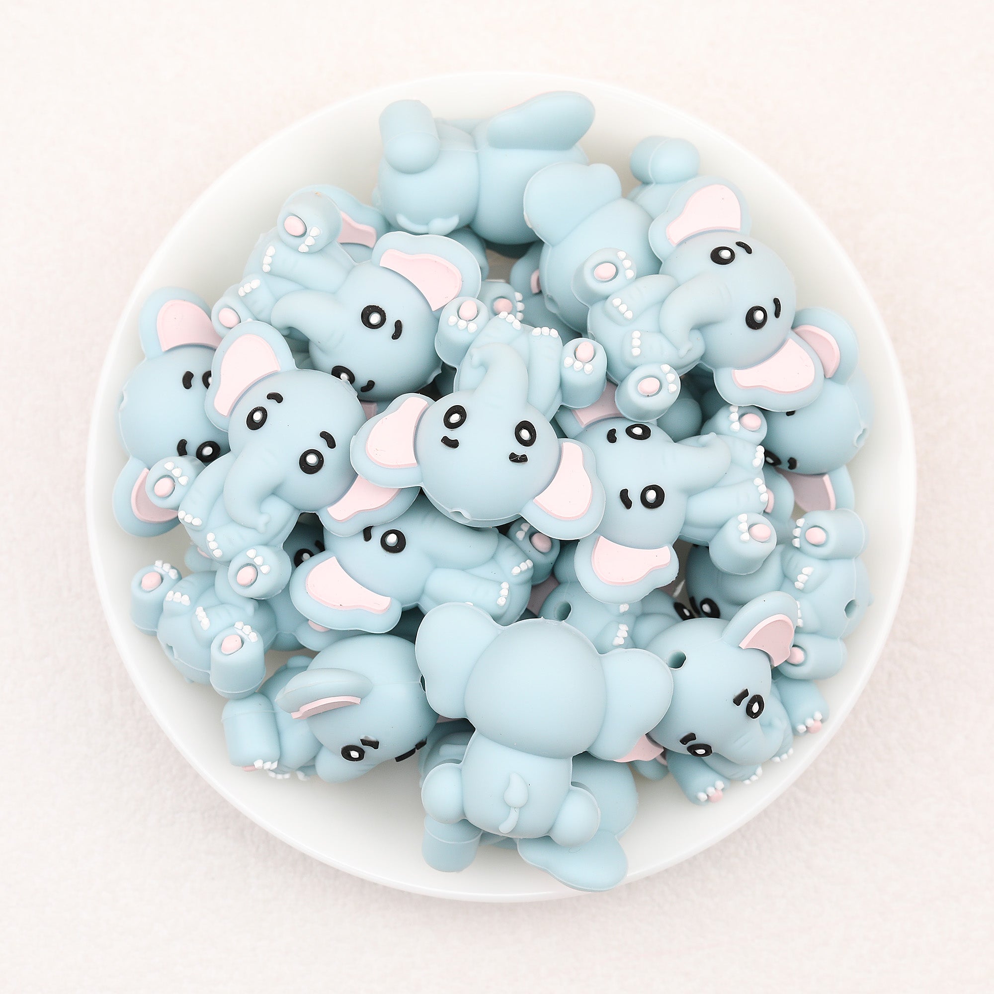 Cute 3D Elephant Silicone Focal Beads 20pcs 3