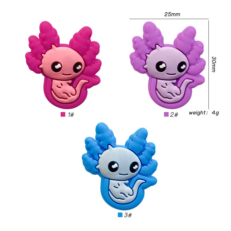 Silicone Focal Beads Axolotl Smiling Face Colorful 20pcs 2