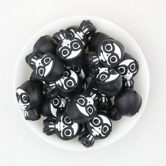 3D Halloween Cloaked Skull Silicone Focal Beads with Glasses 20pcs 2