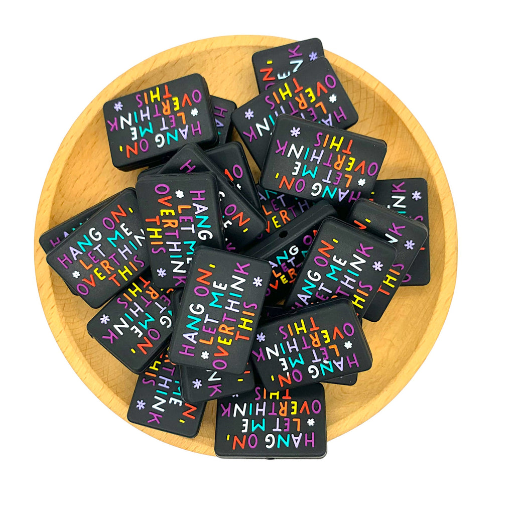 Silicone Focal Beads Hang On Let Me Overthink This Multicolor Lettering 20pcs 2