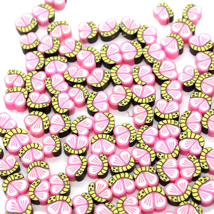 Fluttering Butterfly Clay Beads 10mm Pink Wings Polymer 1000pcs