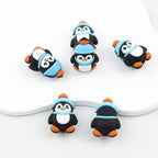 3D Winter Penguin Silicone Focal Beads with Blue Scarf 20pcs - Penguin