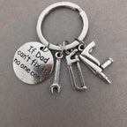 Alloy Handyman Tool Round Tag Keychain Polished Silver Metal 13