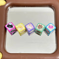 Cartoon Animal Pattern Acrylic Square Beads 14mm Diagonal Hole 10pcs