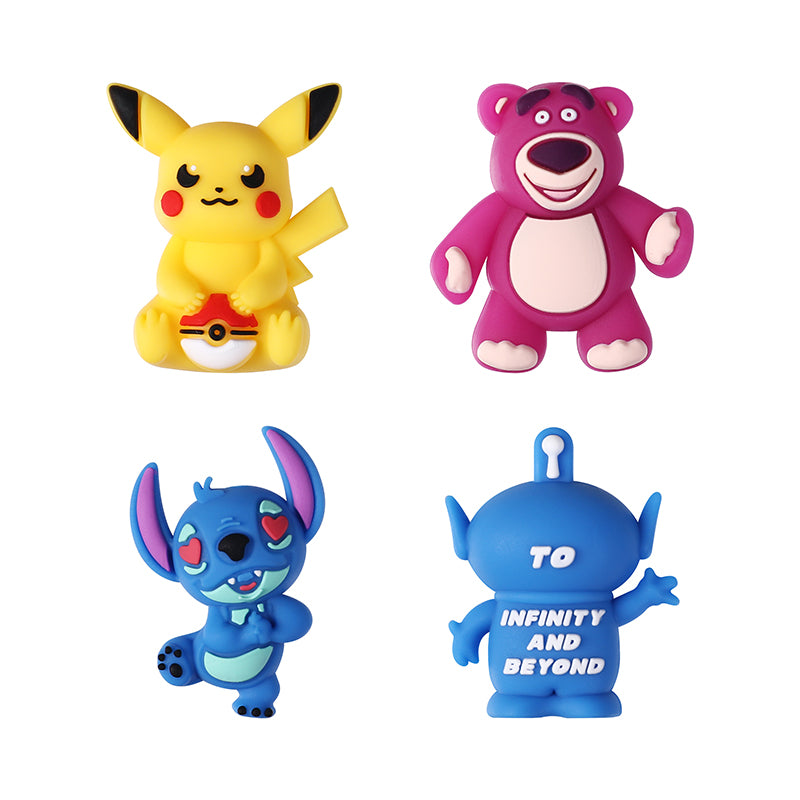 Silicone 3D Focal Beads Pikachu Stitch Purple Bear Text 20pcs 7