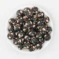 15mm Printed Floral Silicone Beads Multicolor Patterned 50pcs - Kanta Black
