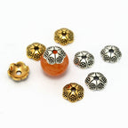 Alloy Flower Bead Caps 6mm Dotted Tibetan Alloy 100pcs
