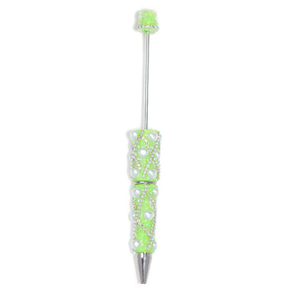Beadable Pen with Rhinestone Pearl Chain Multicolor Rotating 5 Pcs 18