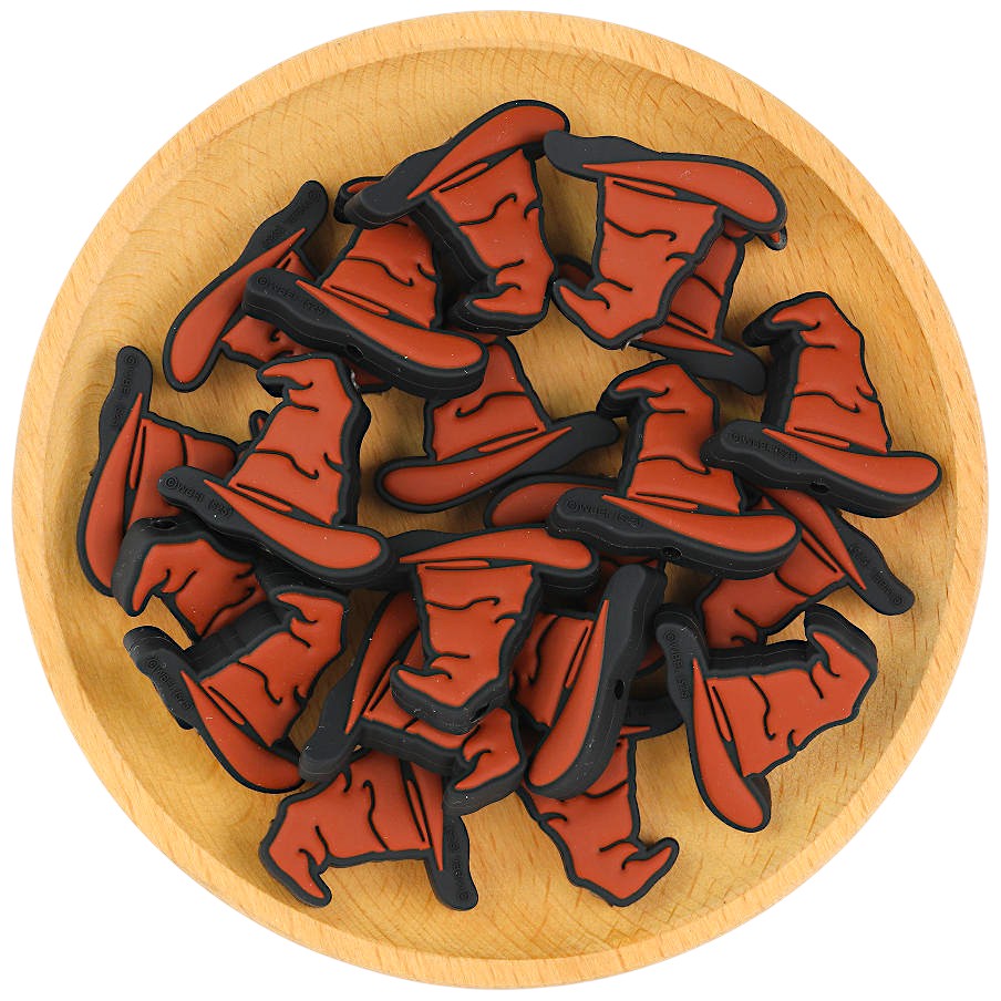 Silicone Focal Beads Brown Magician Hat Crooked Tip 20pcs 3