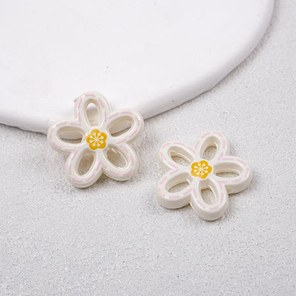 Hollow Dotted Line Sakura Flower Acrylic Beads 25mm 20pcs 5