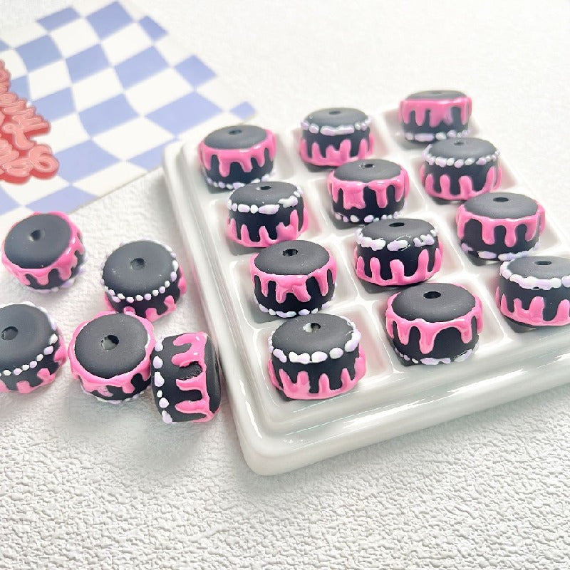 Painted Cake Acrylic Beads 14x20mm Colorful Dripping Icing 10pcs 2