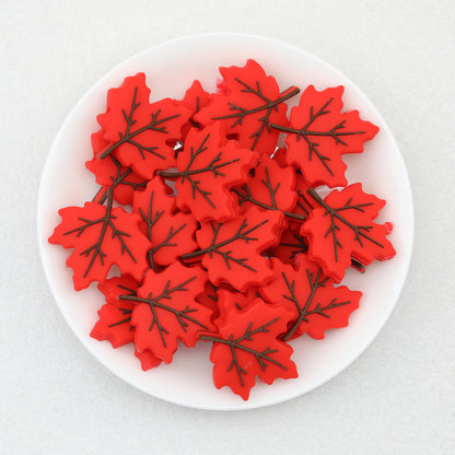 Autumn Maple Leaf Silicone Focal Beads 20 pcs 5