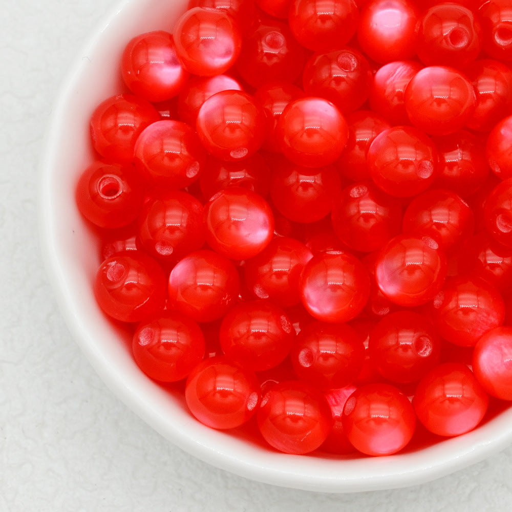 Jelly Color Imitation Cat Eye Resin Round Beads 8mm 10mm 100pcs 7