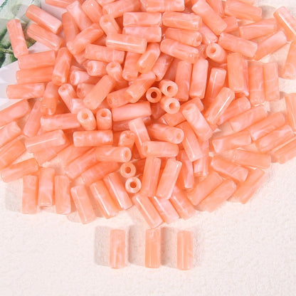 Dual-Color Tube Acrylic Beads 18x7mm Glossy Swirls 200pcs 8