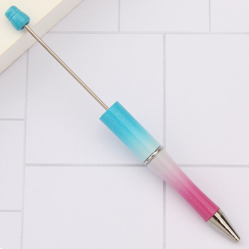 Beadable Plastic Pens Wholesale, Pearlescent Gradient Three-Color Transitions Ballpoint Ink, 11.5mm x 145mm