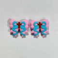 3D Brown Cross Pink Bow Silicone Focal Beads 20pcs
